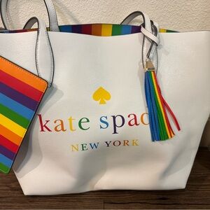 Kate Spade White Rainbow Tote Bag